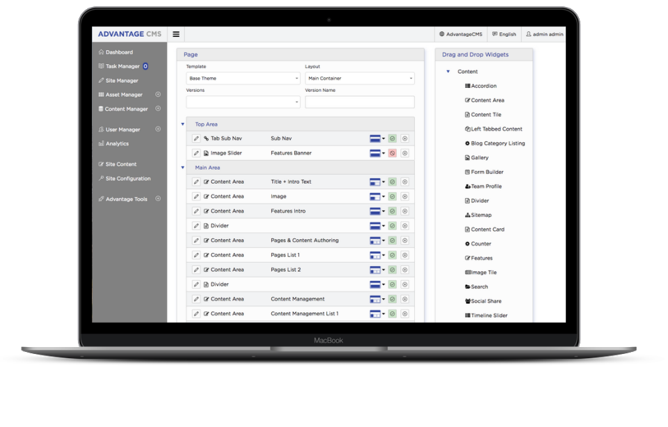 screenshot of Advantage CMS